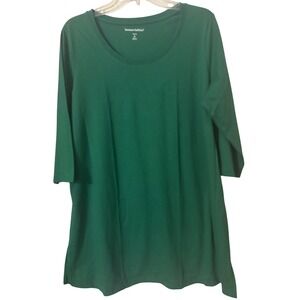 Woman‎ Within Womens Green 3/4 Sleeve Scoop Neck Tunic Top Plus Size 14/16